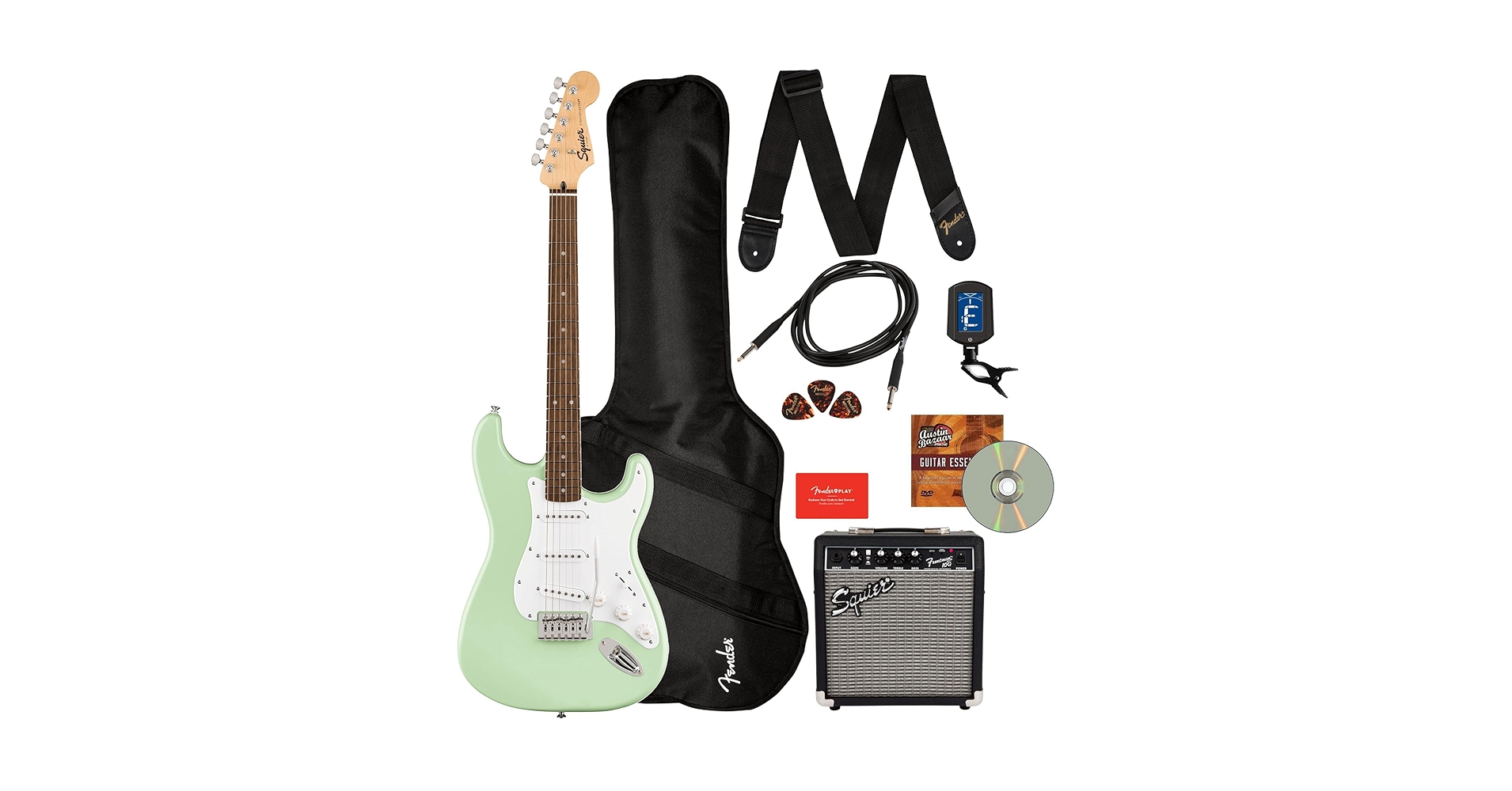 【10800】 Squier Stratocaster surf Green Amazon.com: Fender Squier Stratocaster Electric Guitar